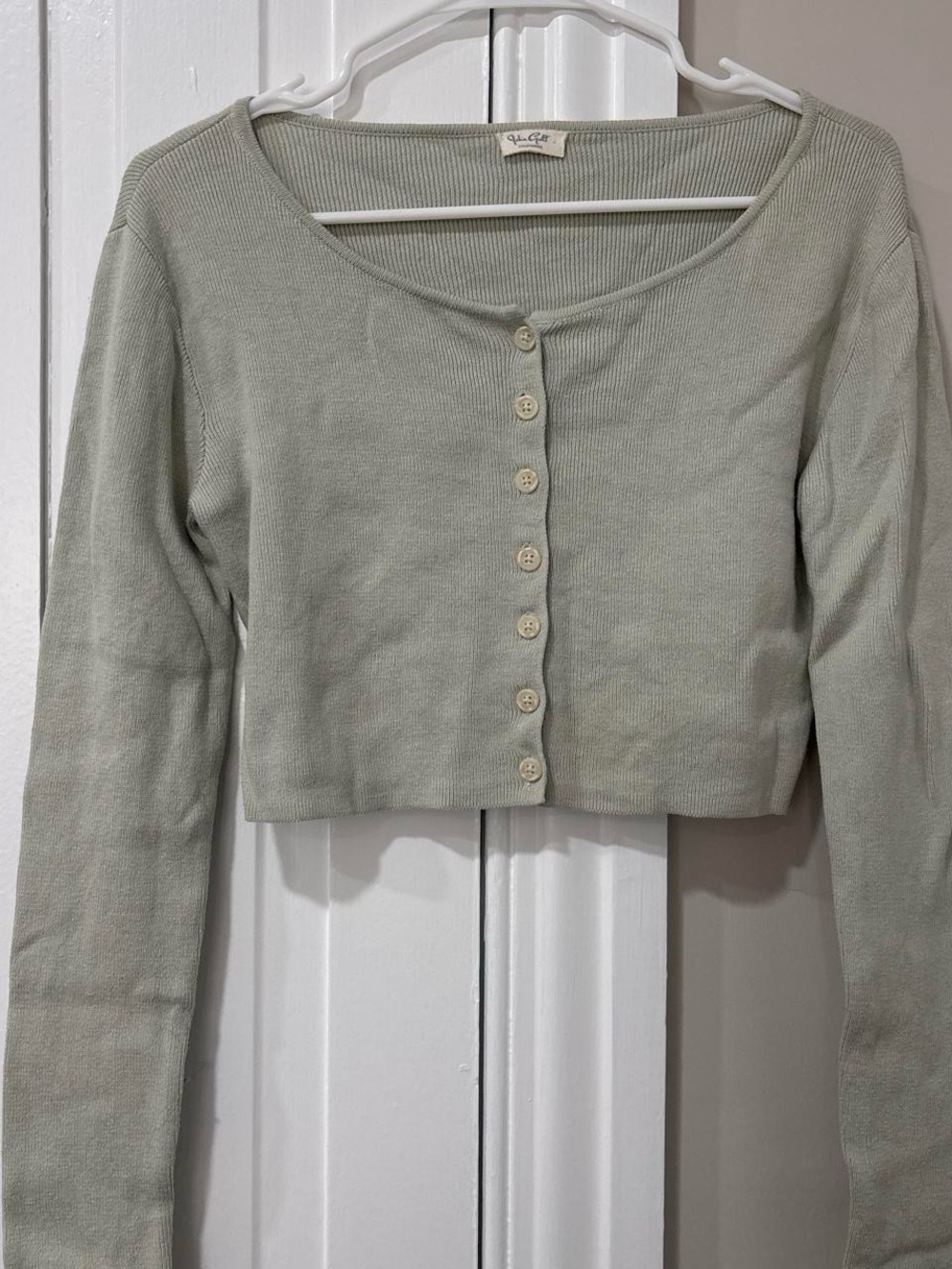 Brandy Melville Sage Green Cropped Button Cardigan